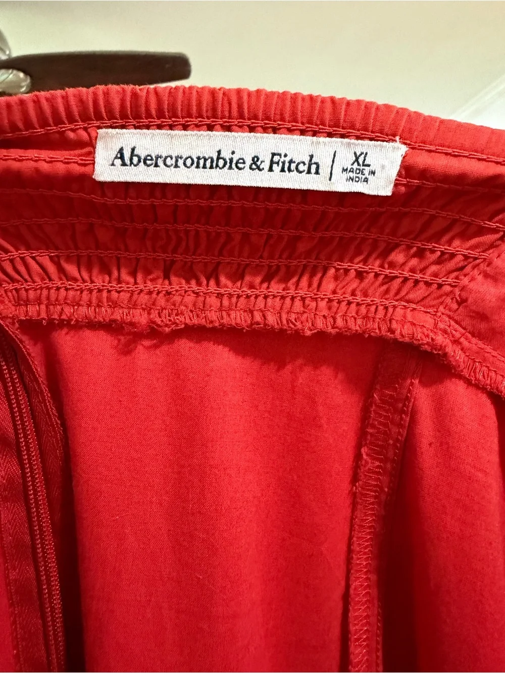 Burnt Orange V-Neck Puff Sleeve Wedding Guest Dress - Abercrombie